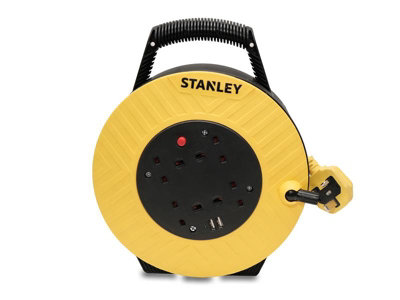 Stanley SXECGJ2OHME Semi-Enclosed Cable Reel 240V 13A 4-Socket + 2 USB 7.5m