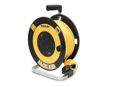 Stanley SXECGL2OHXE Open Drum Cable Reel 240V 13A 4-Socket + 2 USB 50m