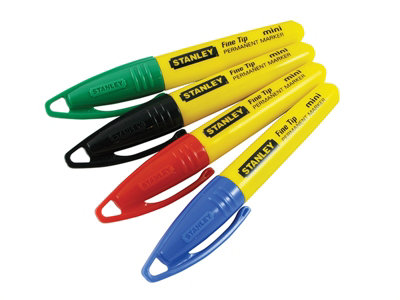 Stanley Tools Mini Fine Tip Pens Set of 4 - Perfect for Any Surface
