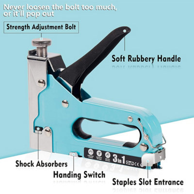 Heavy Duty Manual Staple Gun - 3-in-1 Upholstery, Tacker & Nail Gun With Staples