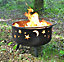 Star and Moon Fire Bowl with Grill, Safety Guard and Poker
