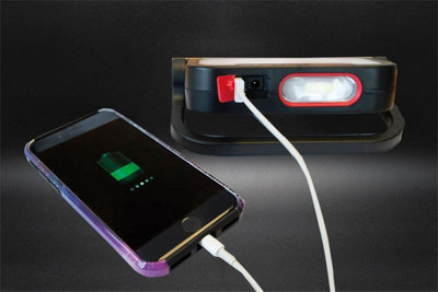 Star Booster - Rechargeable, Multifunctional Car Jump Starter with LED Torch, Flood & Flashing Light, and built-in USB Powerbank
