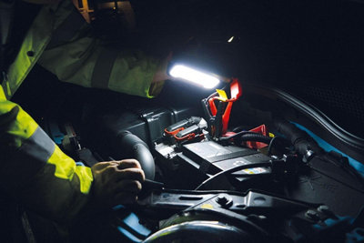 Star Booster - Rechargeable, Multifunctional Car Jump Starter with LED Torch, Flood & Flashing Light, and built-in USB Powerbank