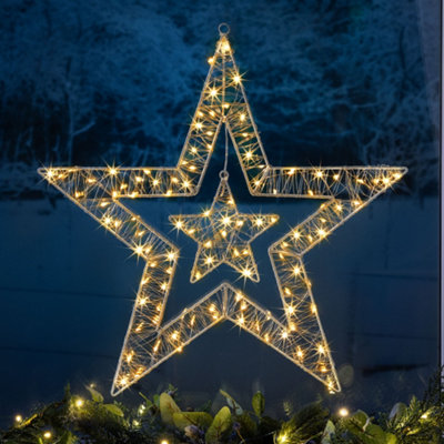 Star Christmas Light Micro LED Battery Operated with Timer Indoor Outdoor 50cm Warm White