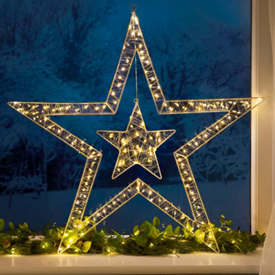Star Christmas Light Micro LED Wall Decoration Indoor Outdoor White 80cm Christow