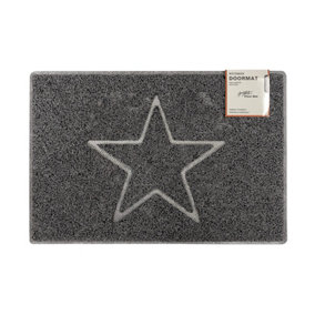 Star Large Embossed Doormat in Grey
