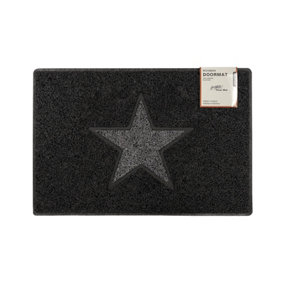 Star Medium Doormat in Black with Grey Star