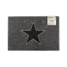 Star Medium Doormat in Grey with Black Star