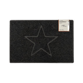 Star Medium Embossed Doormat in Black