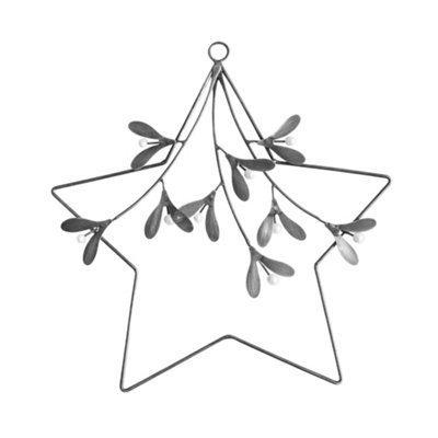 Star Mistletoe Wreath - Glass/Metal - L31 x W1.5 x H31 cm - Galvanised
