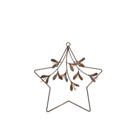 Star Mistletoe Wreath - Glass/Metal - L31 x W1.5 x H31 cm - Gold