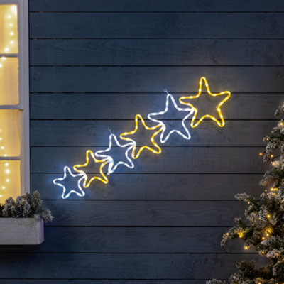 Star Rope Light Outdoor Christmas Decoration Warm White LED Xmas Wall Silhouette 106cm