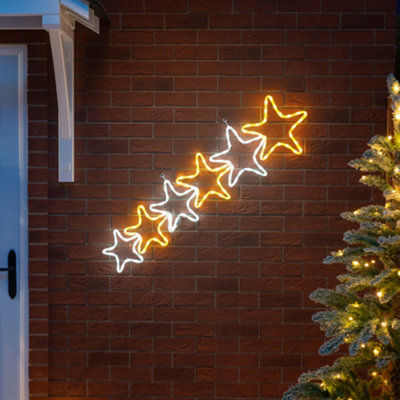 Star Rope Light Outdoor Christmas Decoration Warm White LED Xmas Wall Silhouette 106cm