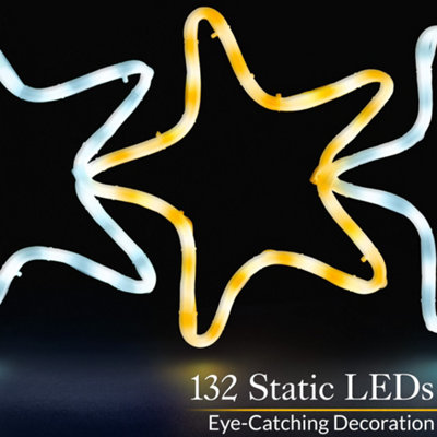 Star Rope Light Outdoor Christmas Decoration Warm White LED Xmas Wall Silhouette 106cm