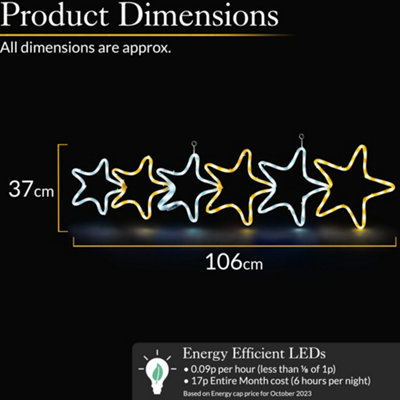 Star Rope Light Outdoor Christmas Decoration Warm White LED Xmas Wall Silhouette 106cm
