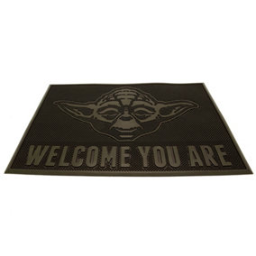 Star Wars Welcome You Are Rubber Yoda Door Mat Black (60mm x 40cm)
