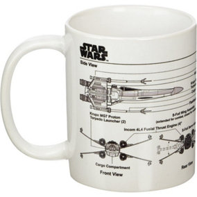 Star Wars X-Wing Fighter Sketch Mug White/Black (One Size)