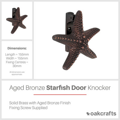 Starfish Door Knocker Aged Bronze Finish
