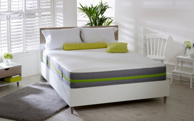 Starlight Beds Double - 4ft6"  Hybrid, 8" Deep Green border Memory foam and Spring Mattress