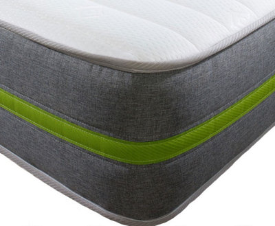 Starlight Beds Double - 4ft6"  Hybrid, 8" Deep Green border Memory foam and Spring Mattress
