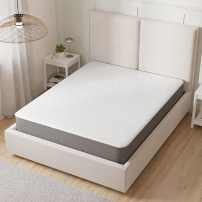 Starlight Beds Essential Open Coil Sprung Mattress with Grey Border. Double Mattress (4ft6 x 6ft3, 135cm x 190cm)