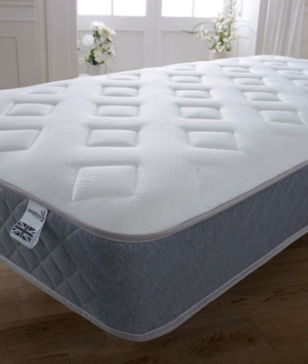 Starlight Beds Essentials Hybrid Spring and Memory Foam Mattress. Grey Border & Jump n Tac Design. European Single Mattress