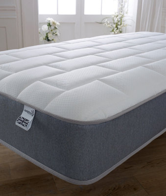 Starlight Beds Essentials Hybrid Spring and Memory Foam Mattress.  with Grey Border & Large Brick Design. Single Mattress