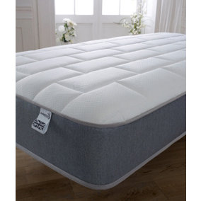 Starlight Beds Essentials Hybrid Spring and Memory Foam Mattress.  with Grey Border & Large Brick Design.  Small Double Mattress