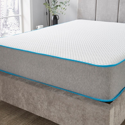 Starlight Beds Grey Deep Quilted Bubble Memory Foam Spring Mattress Small Double