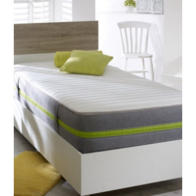 Starlight Beds Single - 3ft Hybrid, 8" Deep Green border Memory foam and Spring Mattress