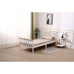 Starlight Beds Somnium White and Natural Wood Shaker Wooden Bed Frame Single