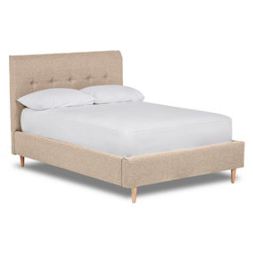 Starlight Shaped Headboard With Shallow Buttoning Bed Base Only 4FT Small Double- Opera Natural