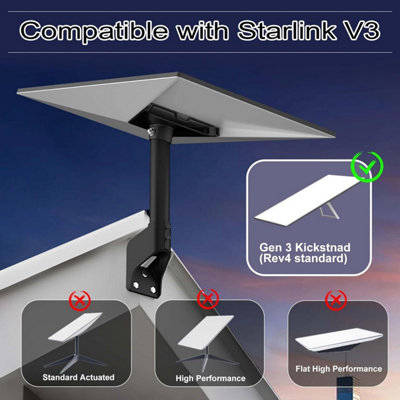 Support Mural Starlink V3 Gen 3 - Long Support Mural Compatible Starlink Avec Adaptateur Tube