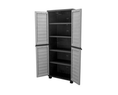 Starplast HD Plastic 6ft Tall Outdoor Storage Cabinet with 4 Shelves