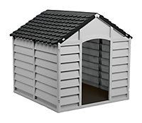 Starplast Large Grey Durable Plastic Winter Dog House/Kennel