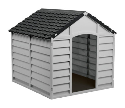 Starplast Large Grey Durable Plastic Winter Dog House/Kennel