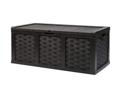 Starplast Outdoor Garden Rattan Style Plastic Storage Utility Chest 