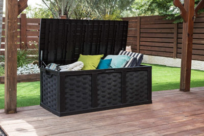Patio Storage Box 80-Gallon Outdoor Storage Box Waterproof Deck