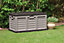 Starplast Outdoor Garden Storage Chest Cushion Box 440L Sit On Lid - Brown and Mocha
