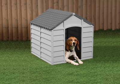 Starplast Small to Medium Grey Durable Plastic Winter Dog House Kennel
