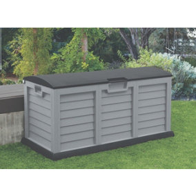 idooka 336L Large Outdoor Patio Garden Deck Waterproof Plastic Storage Box  Blanket Container Chest On Wheels