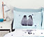 Starry Penguins Single Duvet Cover Set - Ice Blue