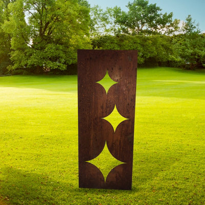 Stars Garden Screen Small Bare Metal/Ready to Rust - Steel - W35.5 x H116.4 cm