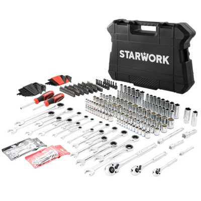 STARWORK True Mechanic 303-Piece Mechanics Tool Kit Set and Socket Set, Professional, SAE/Metric