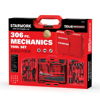 STARWORK True Mechanic 306-Piece Mechanics Tool Kit Set and Socket Set ...