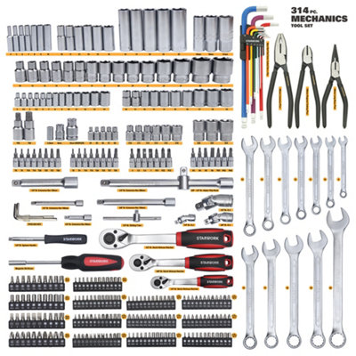 STARWORK True Mechanic 314-Piece Mechanics Tool Kit Set and Socket Set, Professional Metric Set