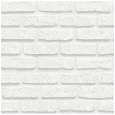 Statement White Loft Brick Wallpaper Paste The Paper Industrial Feature Wall