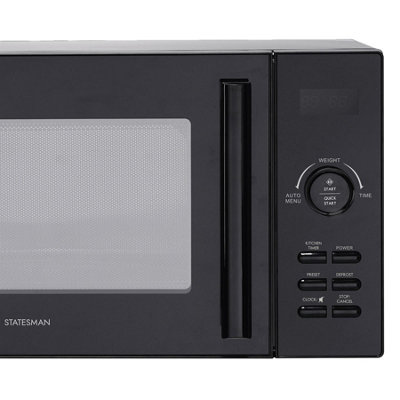 Statesman 23L 900W Digital Solo Microwave, 11 Power Levels, Stainless Steel Cavity, Black