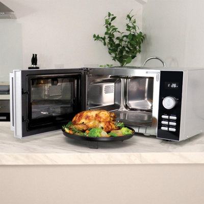 Black microwave with on sale stainless steel interior