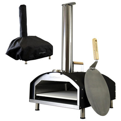 Statesman SKPO0W13SS Wood Pizza Oven, 13 Inch, Black, Stainless Steel
